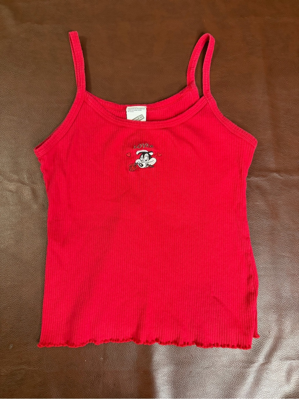 Vintage Women's Red Ribbed Cami Tank Top